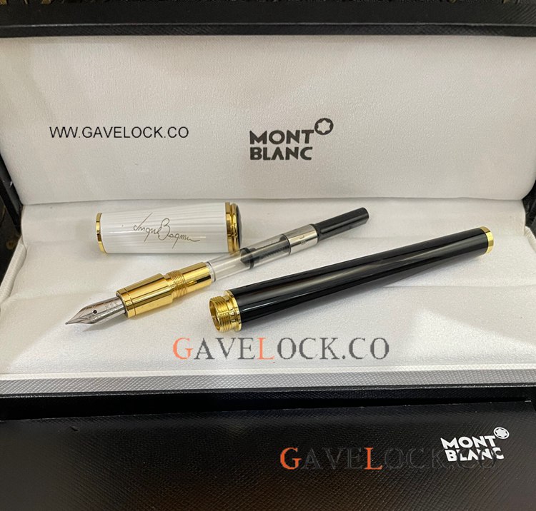 Best Quality Mont blanc Ingrid Bergman Fountain Pen Gold White Black Best Quality Mont blanc Ingrid Bergman Fountain Pen Gold White Black